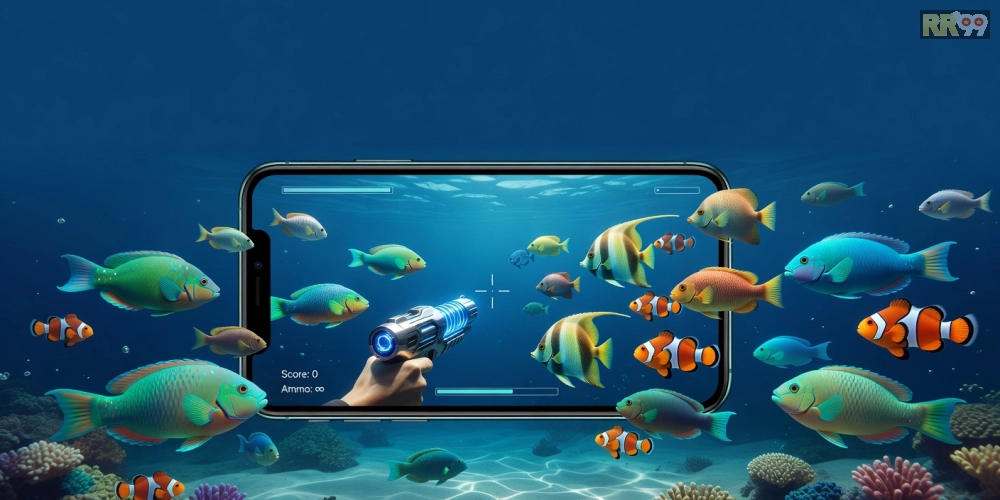 Hình minh họa khái niệm bắn cá online rr99 với giao diện game sống động
