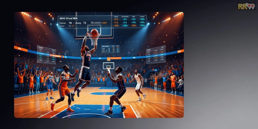 Giao diện trò chơi bóng rổ ảo NBA trên nền tảng RR99 với đồ họa sống động
