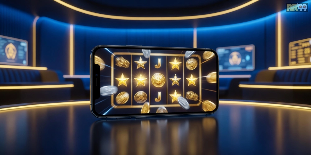 Hình ảnh nổi bật về ứng dụng SlotRR99 Pro với các biểu tượng jackpot