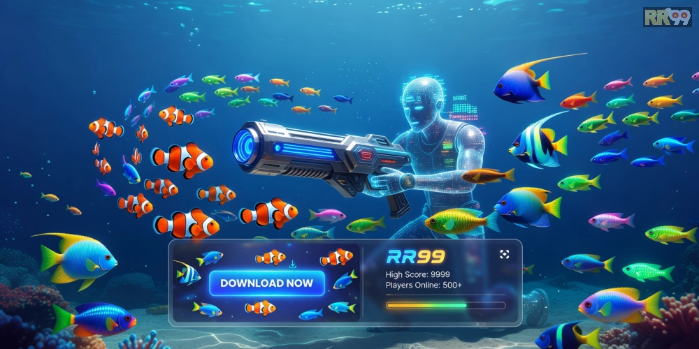 Minh họa khái niệm tải game bắn cá online rr99 với giao diện sống động