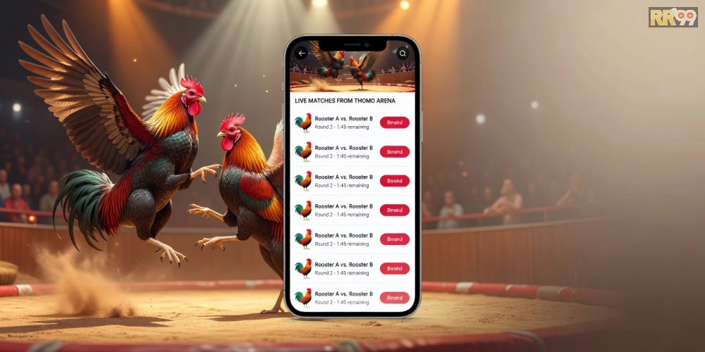 Giao diện trang Thomo88 với trận đấu đá gà trực tuyến hấp dẫn