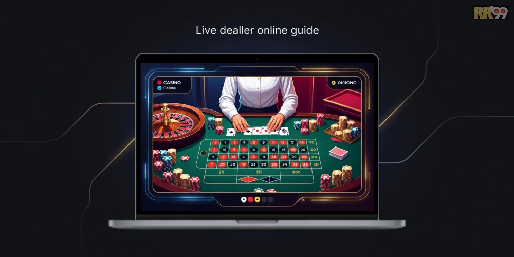 Minh họa giao diện trực tiếp casino rr99 với dealer chuyên nghiệp và bàn chơi sống động